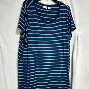 Kenar 3X Blue Striped Midi Dress